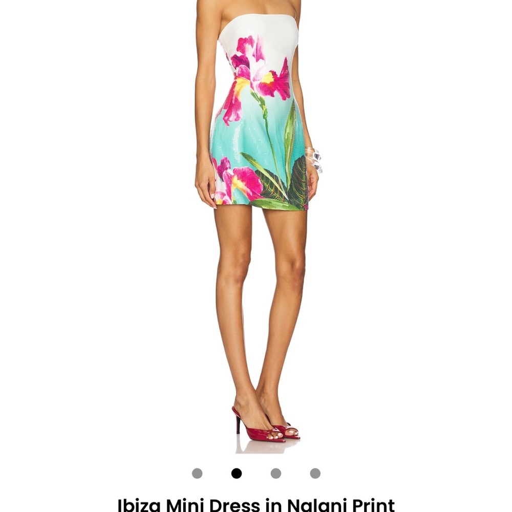 Tropical Strapless Dress in Pink and Green